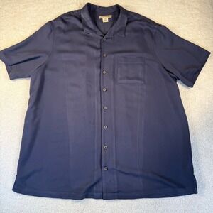 Island Passport Mens Navy Blue XLT Short Sleeve Button Down Shirt Vacation Beach